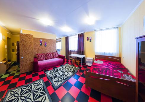 The spacious, remodeled from a two-room apartment (45 sq m).